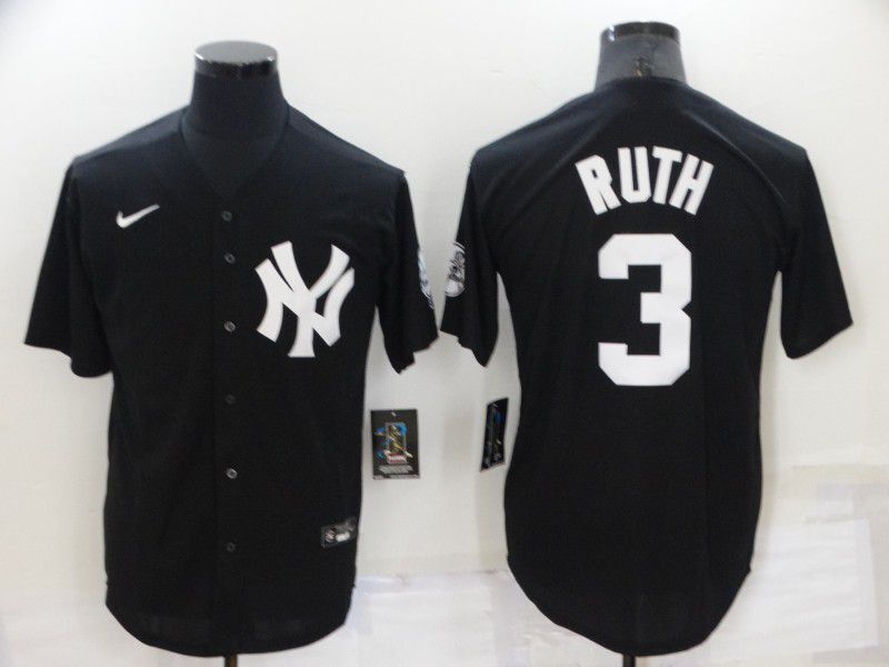 Men New York Yankees #3 Ruth Black Throwback 2022 MLB Jerseys->miami marlins->MLB Jersey